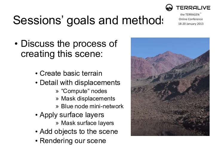 Sessions’ goals and methods Discuss the process of creating this