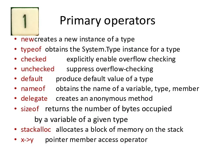 Primary operators new creates a new instance of a type