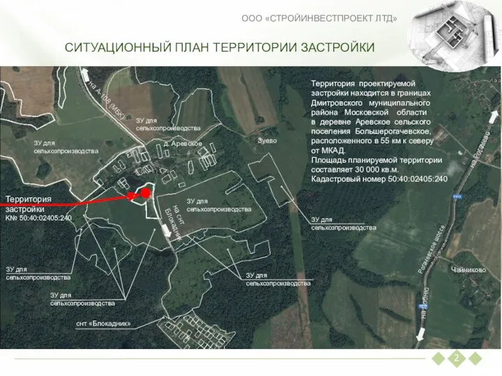 Территория проектируемой застройки находится в границах Дмитровского муниципального района Московской области в деревне