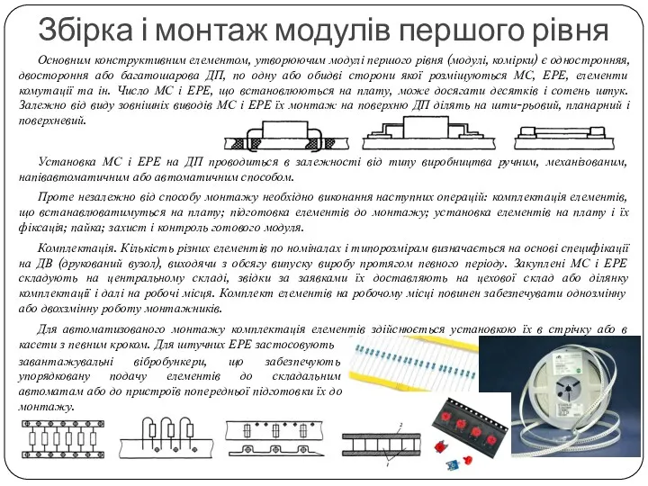 Збірка і монтаж модулів першого рівня Основним конструктивним елементом, утворюючим