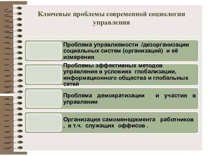 Ключевые проблемы современной социологии управления