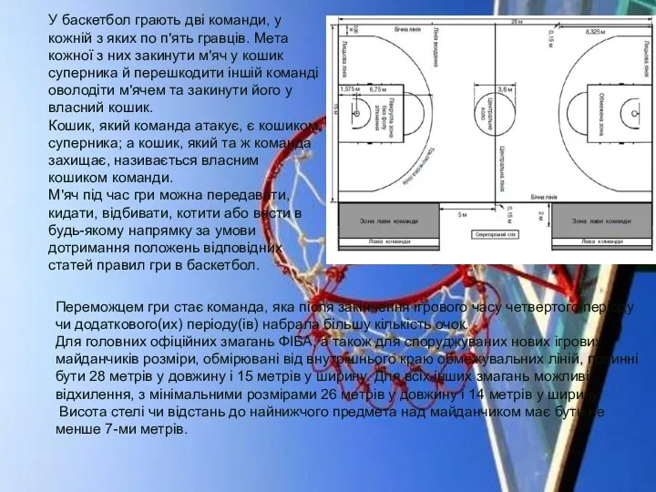 У баскетбол грають дві команди, у кожній з яких по