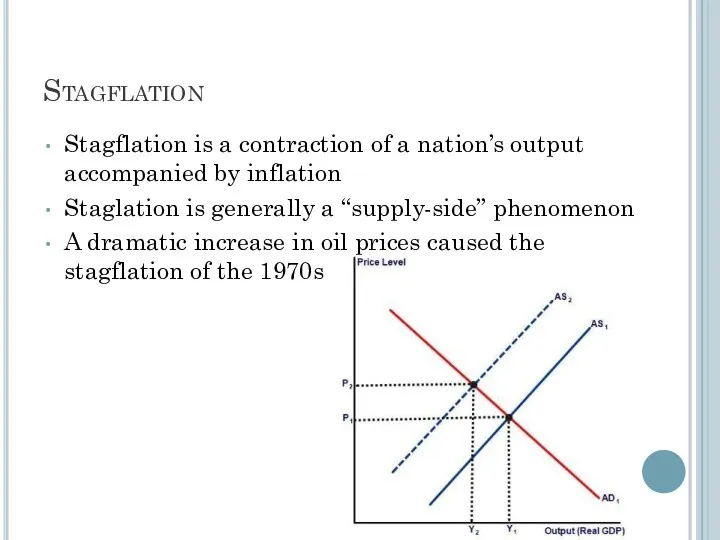 Stagflation Stagflation is a contraction of a nation’s output accompanied