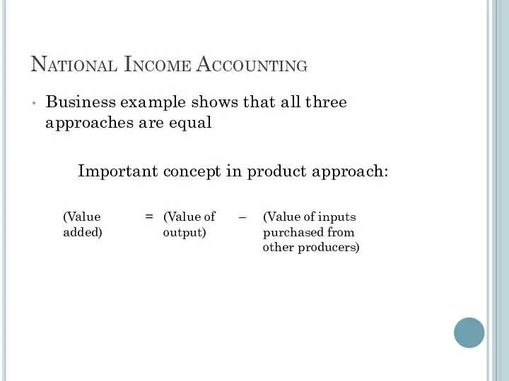 National Income Accounting Business example shows that all three approaches