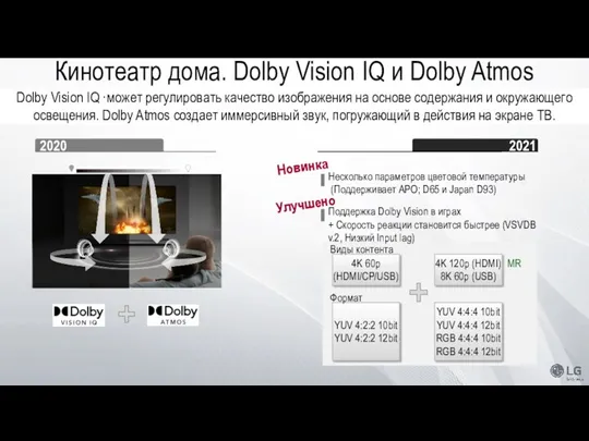 Dolby Vision IQ ·может регулировать качество изображения на основе содержания