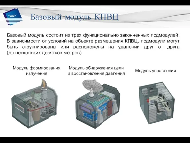 Базовый модуль КПВЦ Базовый модуль состоит из трех функционально законченных