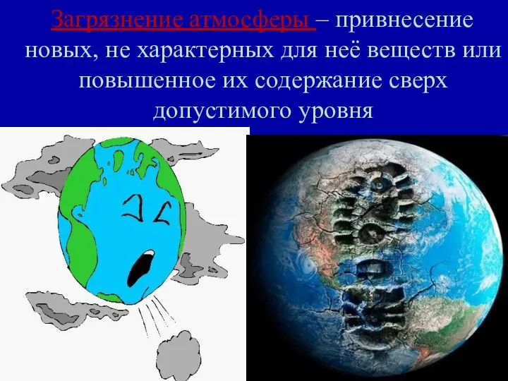 Загрязнение атмосферы – привнесение новых, не характерных для неё веществ