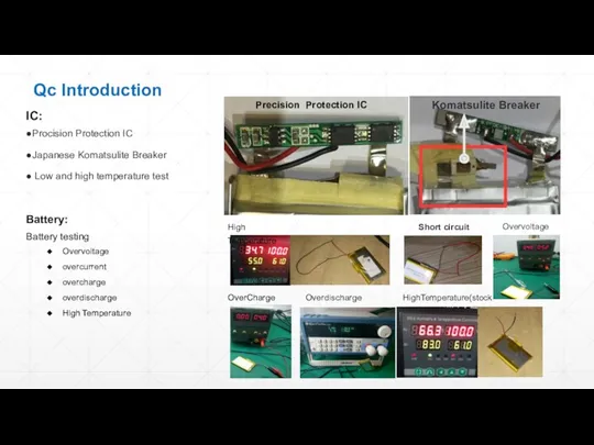 IC: ●Procision Protection IC ●Japanese Komatsulite Breaker ● Low and