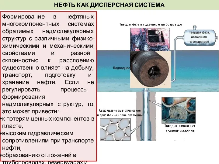 Формирование в нефтяных многокомпонентных системах обратимых надмолекулярных структур с различными