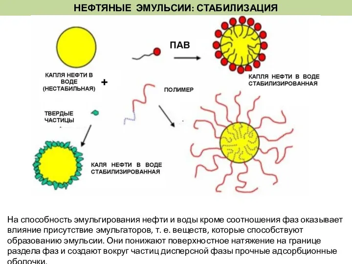 НЕФТЯНЫЕ ЭМУЛЬСИИ: СТАБИЛИЗАЦИЯ На способность эмульгирования нефти и воды кроме