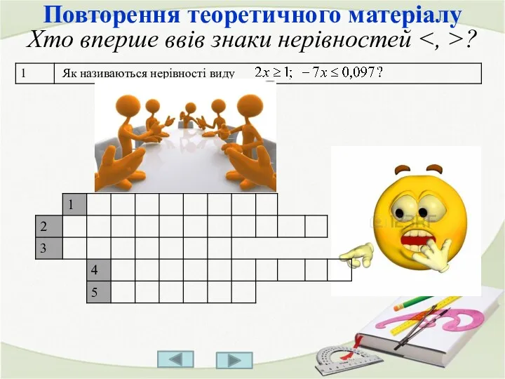 Повторення теоретичного матеріалу Хто вперше ввів знаки нерівностей ?