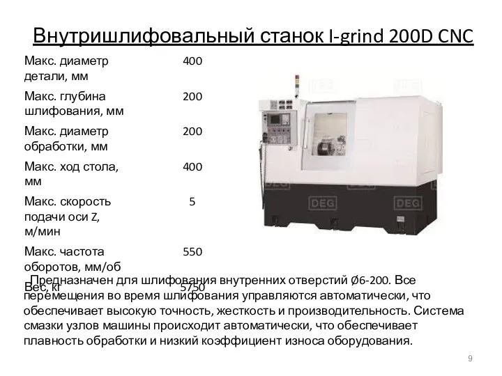 Внутришлифовальный станок I-grind 200D CNC Предназначен для шлифования внутренних отверстий