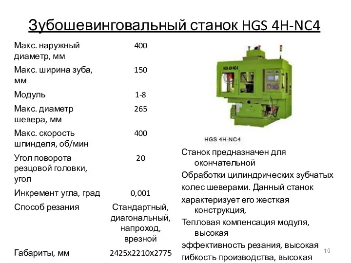 Зубошевинговальный станок HGS 4H-NC4 Станок предназначен для окончательной Обработки цилиндрических
