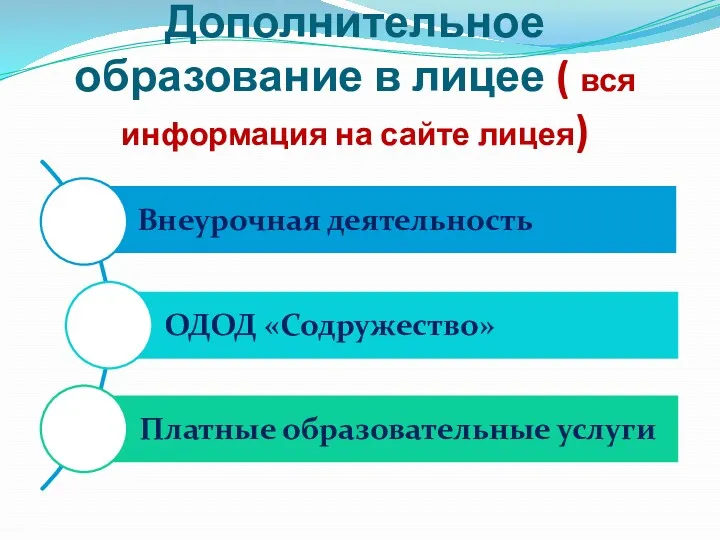 Дополнительное образование в лицее ( вся информация на сайте лицея)