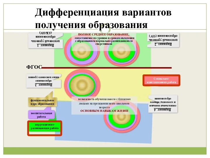 коррекционно-развивающая работа Вариант 2 цензовый уровень образования (ОУ) Вариант 1