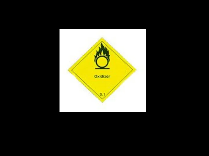 КЛАСС 5.1. Окисляющие вещества Знак опасности (№ 5.1) Символ (пламя