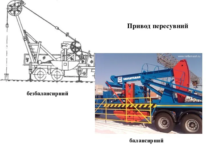 Привод пересувний безбалансирний балансирний