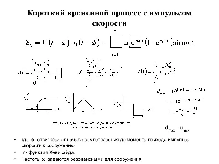 Короткий временной процесс с импульсом скорости где ϕ- сдвиг фаз