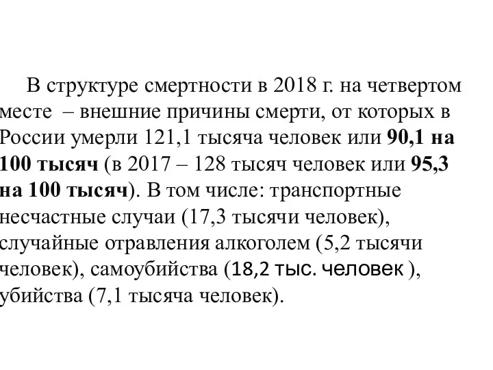 В структуре смертности в 2018 г. на четвертом месте –