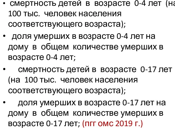 смертность детей в возрасте 0-4 лет (на 100 тыс. человек