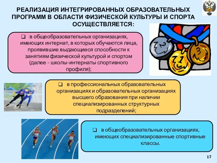 РЕАЛИЗАЦИЯ ИНТЕГРИРОВАННЫХ ОБРАЗОВАТЕЛЬНЫХ ПРОГРАММ В ОБЛАСТИ ФИЗИЧЕСКОЙ КУЛЬТУРЫ И СПОРТА