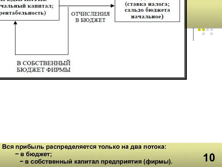 Вся прибыль распределяется только на два потока: − в бюджет;