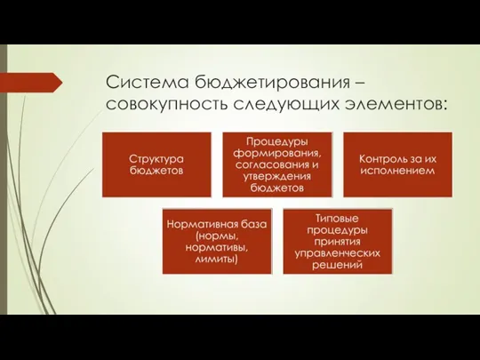 Система бюджетирования – совокупность следующих элементов: