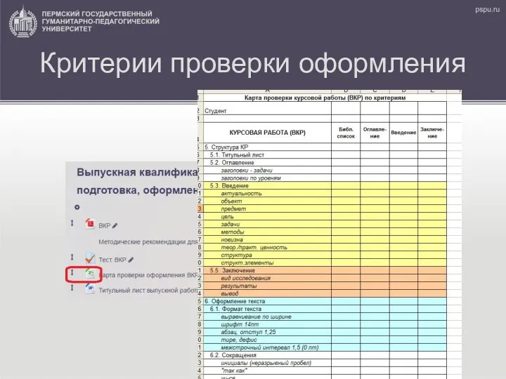 Критерии проверки оформления