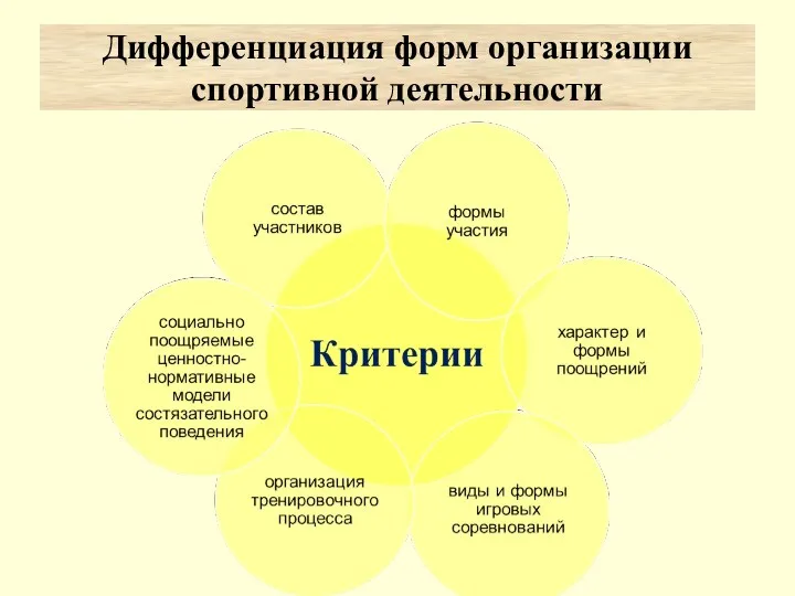 ? Дифференциация форм организации спортивной деятельности