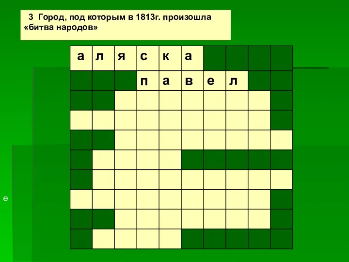 3 Город, под которым в 1813г. произошла «битва народов» е