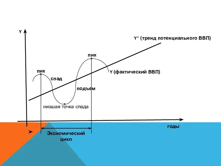 Экономический цикл пик пик низшая точка спада спад подъем годы