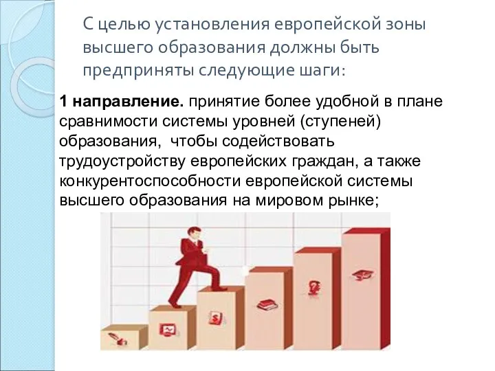 С целью установления европейской зоны высшего образования должны быть предприняты