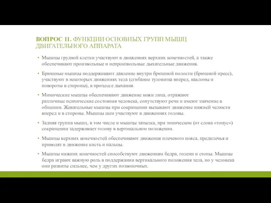 ВОПРОС 11. ФУНКЦИИ ОСНОВНЫХ ГРУПП МЫШЦ ДВИГАТЕЛЬНОГО АППАРАТА Мышцы грудной