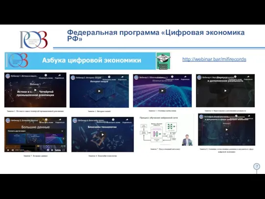 Федеральная программа «Цифровая экономика РФ» http://webinar.bar/mifirecords