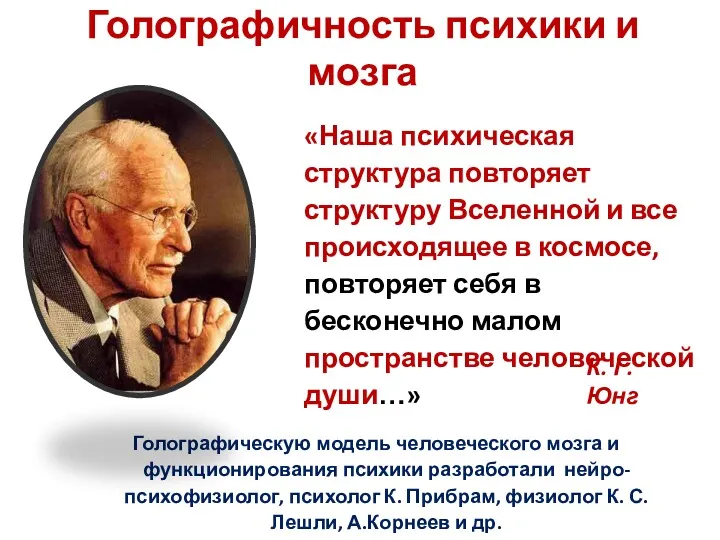 Голографичность психики и мозга «Наша психическая структура повторяет структуру Вселенной