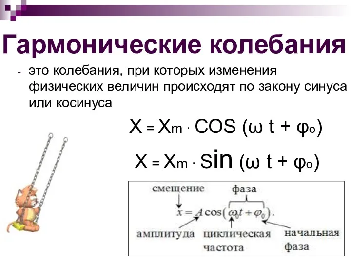 Гармонические колебания это колебания, при которых изменения физических величин происходят