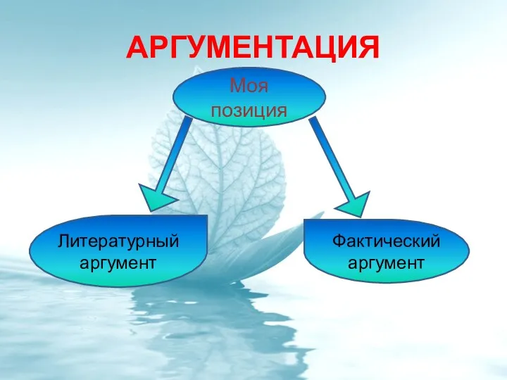 АРГУМЕНТАЦИЯ Литературный аргумент Фактический аргумент Моя позиция