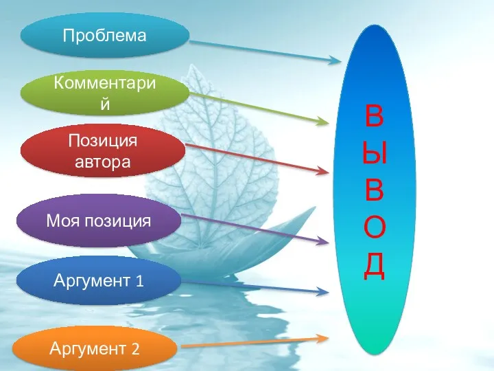 Проблема Комментарий Позиция автора Моя позиция Аргумент 1 Аргумент 2 В Ы В О Д