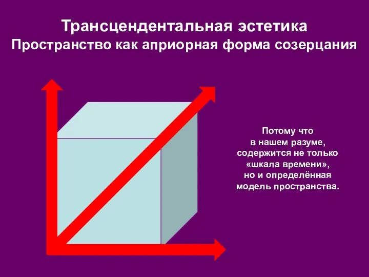 Трансцендентальная эстетика Пространство как априорная форма созерцания Потому что в