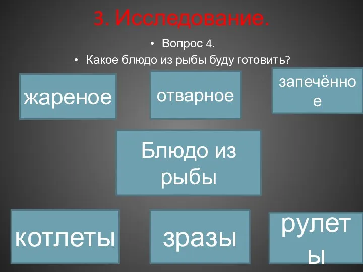 3. Исследование. Вопрос 4. Какое блюдо из рыбы буду готовить?