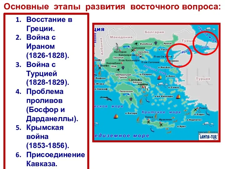 Основные этапы развития восточного вопроса: Восстание в Греции. Война с Ираном (1826-1828). Война