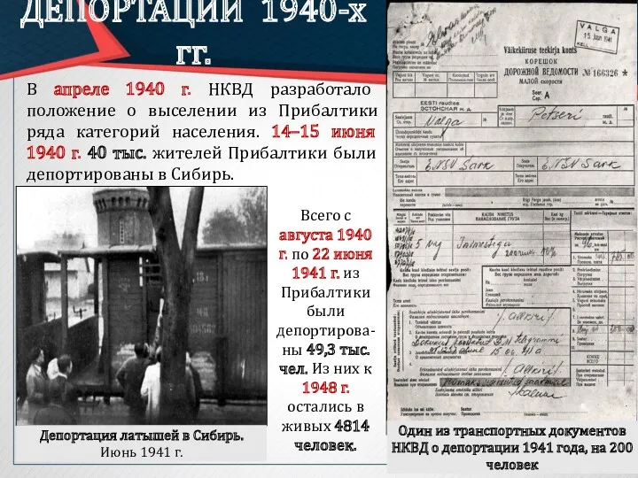 В апреле 1940 г. НКВД разработало положение о выселении из