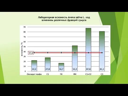 Лабораторная всхожесть Avena sativa L. под влиянием различных фракций гумуса