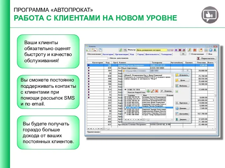 ПРОГРАММА «АВТОПРОКАТ» РАБОТА С КЛИЕНТАМИ НА НОВОМ УРОВНЕ Вы будете