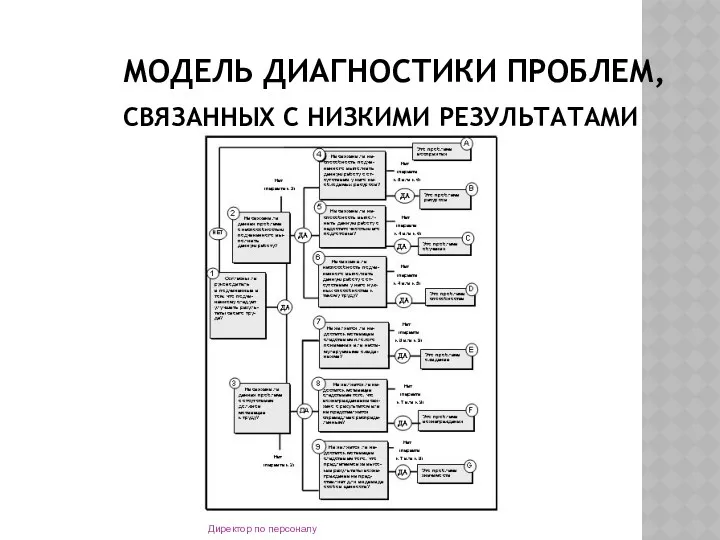 МОДЕЛЬ ДИАГНОСТИКИ ПРОБЛЕМ, СВЯЗАННЫХ С НИЗКИМИ РЕЗУЛЬТАТАМИ Директор по персоналу