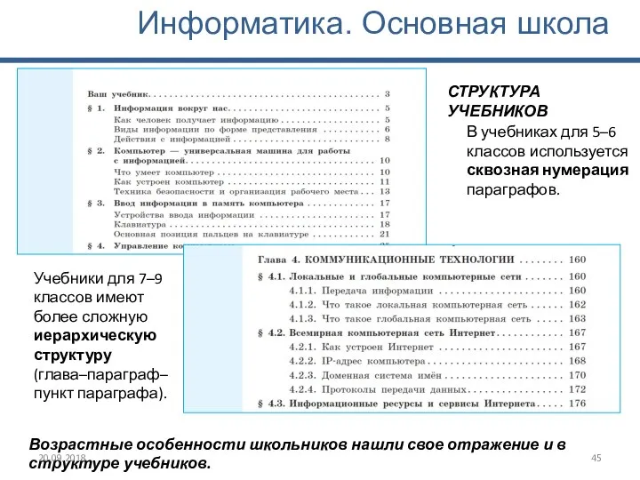 Возрастные особенности школьников нашли свое отражение и в структуре учебников.