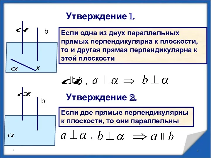 Если одна из двух параллельных прямых перпендикулярна к плоскости, то