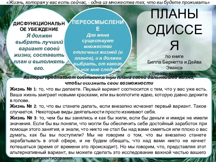 Авторы предлагают составить три плана своей дальнейшей жизни, чтобы осознать