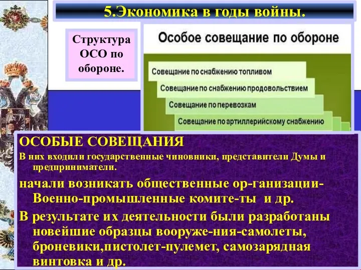 ОСОБЫЕ СОВЕЩАНИЯ В них входили государственные чиновники, представители Думы и