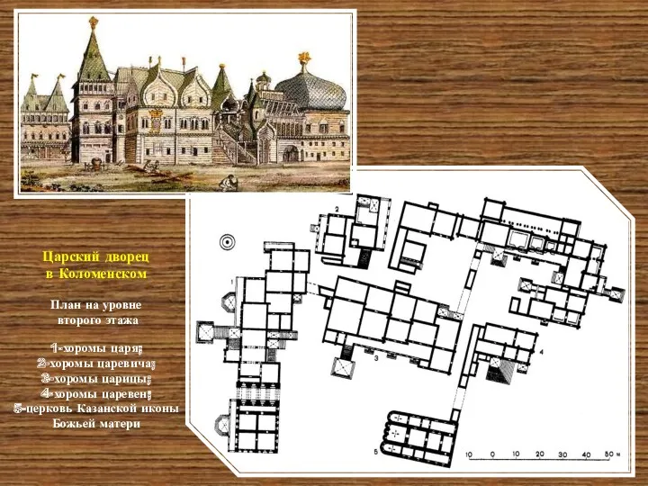 Царский дворец в Коломенском План на уровне второго этажа 1-хоромы